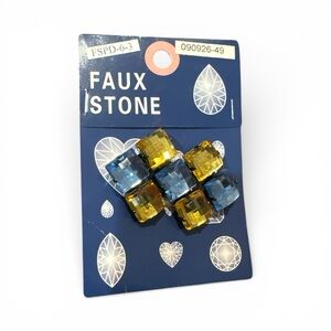 Simulate Blue Topaz & Yellow Topaz Faux Stone Set Large Size Pendant Gift Idea